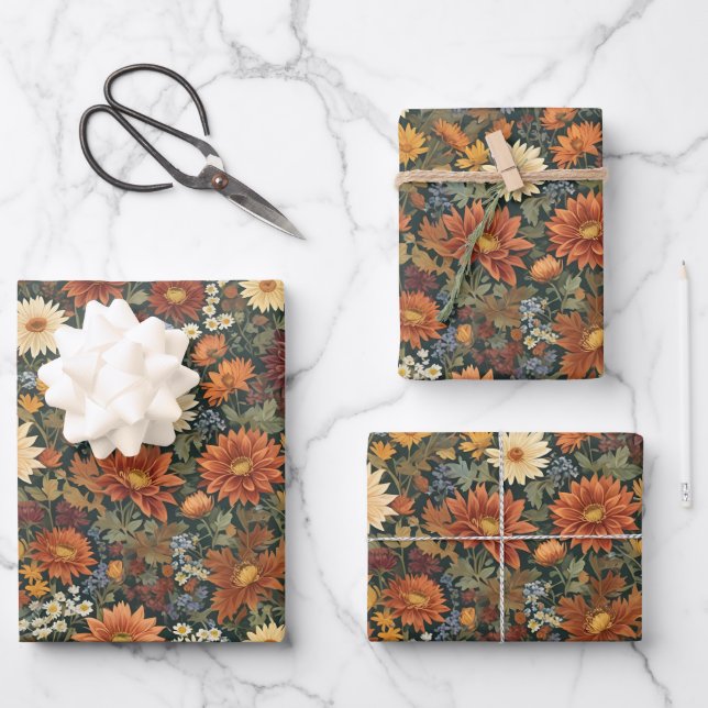 Autumn Elegance Wrapping Paper Sheet (Front)