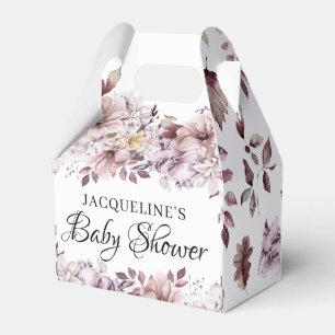 Autumn Elegant Purple Flowers Baby Shower Favour Box