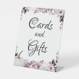 Autumn Elegant Purple Flowers Foliage Pedestal Sign