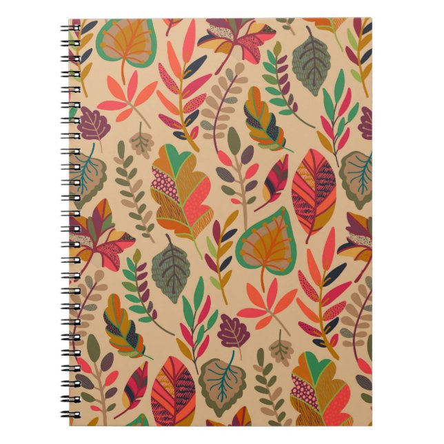 Autumn Elements: Vibrant Vintage Pattern Notebook (Front)