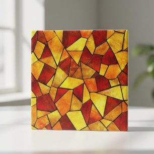 Autumn Ember Stained Glass Mosaic Tile