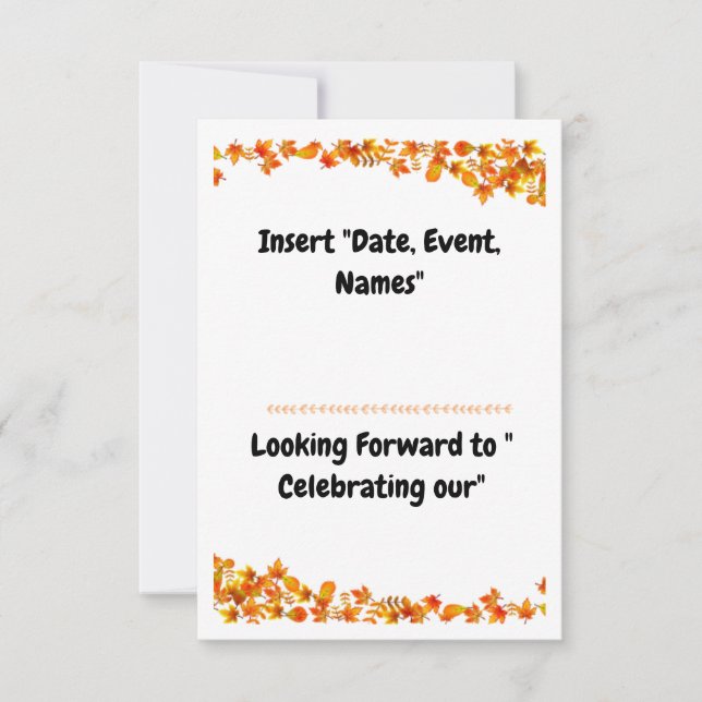 "Autumn Embrace Orange & Tan Leaf Design" Save The Date (Front)
