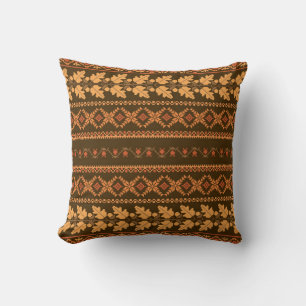 Autumn embroidered cross-stich retro striped backg cushion