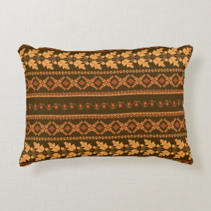 Autumn embroidered cross-stich retro striped backg decorative cushion