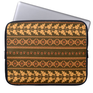 Autumn embroidered cross-stich retro striped backg laptop sleeve