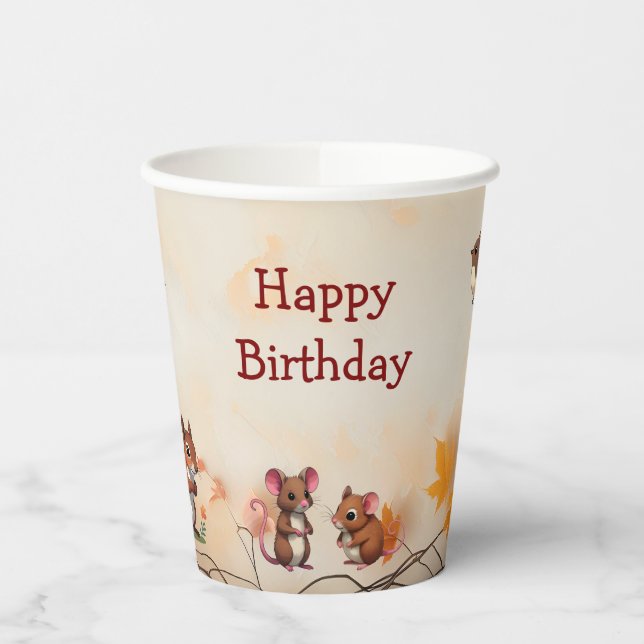 Autumn Enchanted Forest Animals Birthday Party Paper Cups (Left)