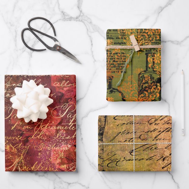 Autumn Ephemera Pattern Wrapping Paper Sheet (Front)