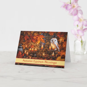 Autumn Equinox Mabon with Beautiful Owl Candles  Card