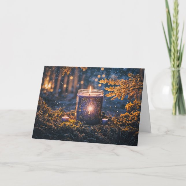 Autumn Equinox Mabon with Mystical Candle Nature Card (Front)