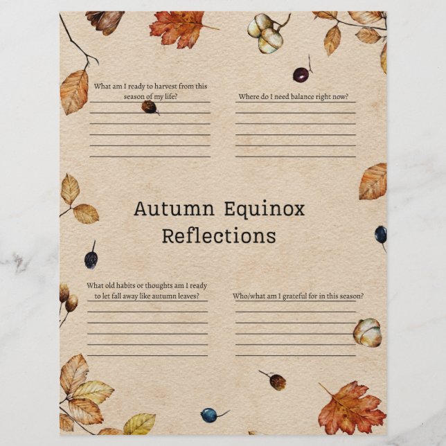 Autumn Equinox Reflection Journal Page  Custom Letterhead (Front)