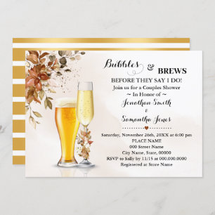 Autumn Eucalyptus Bubbles and Brews Bridal Shower Invitation