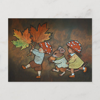 Autumn fairies postcard