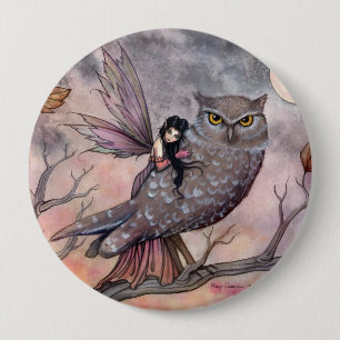 Autumn Fairy and Owl Button