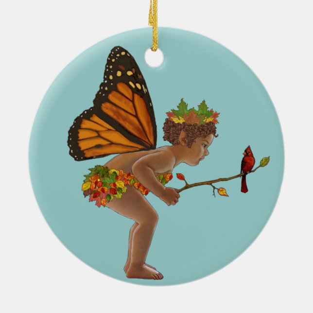 Autumn Fairy Ceramic Tree Decoration (Back)