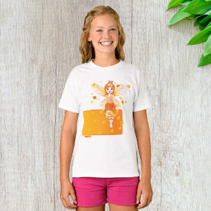 Autumn Fairy Princess with Orange Leaves and Crown T-Shirt