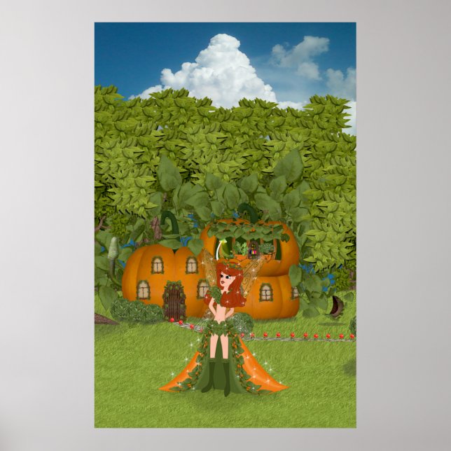 Autumn Fairy Pumpkin Cottage Poster (Front)