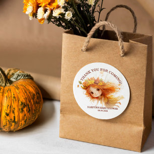 Autumn Fairy Woodland Baby Shower Classic Round Sticker