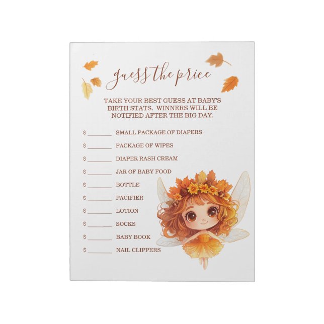 Autumn Fairy Woodland Guess the Price Notepad (Rotated)