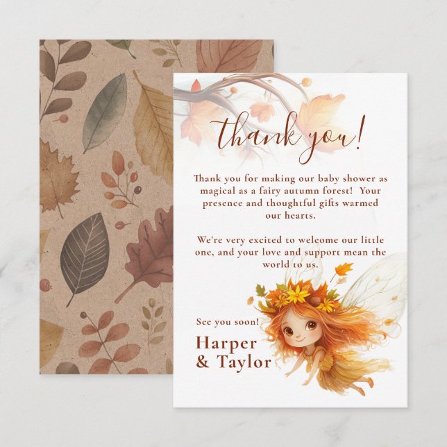 Autumn Fairy Woodland  Thank You Card (Front/Back)