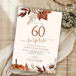 Autumn fall 60th birthday party invitation