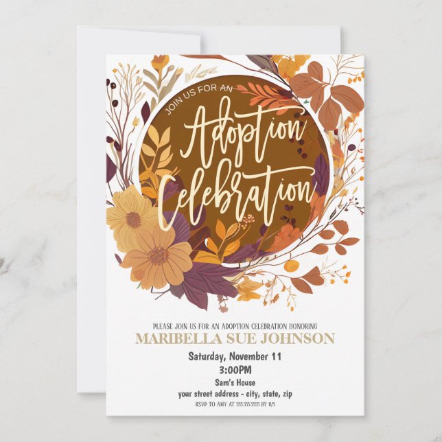 Autumn Fall Adoption Celebration Invitation (Front)