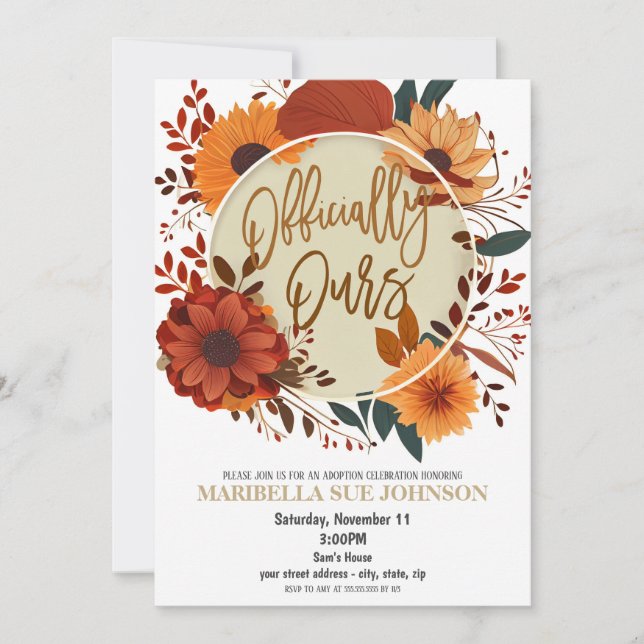 Autumn Fall Adoption Celebration Invitation (Front)