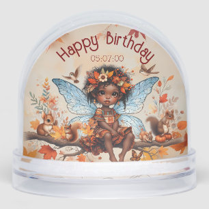 Autumn Fall African Fairy Woodland Animal Birthday Snowglobe