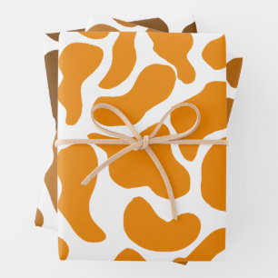 Autumn Fall Amoeba Organic Shapes Circle Orange Wrapping Paper Sheet