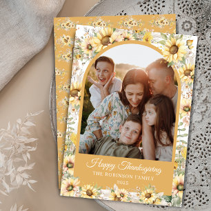 Autumn Fall Arch Watercolor Happy Thanksgiving Holiday Card