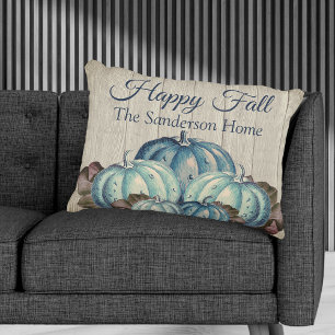 Autumn Fall Blue Pumpkin Rustic Cute Grey Wood   A Decorative Cushion