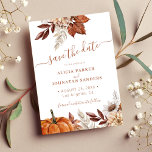 Autumn fall boho botanical terracotta wedding save the date<br><div class="desc">Simple modern rustic watercolor flowers,  pumpkin,  foliage,  pampas grass and dried leaves making a chic autumn fall elegant wedding save the date card with a trendy handwriting calligraphy script and earthy terracotta beige taupe colour palette.                  Easy to personalise it with your details!</div>