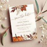 Autumn fall boho botanical terracotta wedding save the date<br><div class="desc">Simple modern rustic watercolor flowers,  pumpkin,  foliage,  pampas grass and dried leaves making a chic autumn fall elegant wedding save the date card with a trendy handwriting calligraphy script and earthy terracotta beige taupe colour palette.                  Easy to personalise it with your details!</div>