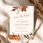 Autumn fall boho foliage terracotta cream wedding save the date<br><div class="desc">Simple modern rustic watercolor flowers,  pumpkin,  foliage,  pampas grass and dried leaves making a chic autumn fall elegant cream wedding save the date card with a trendy handwriting calligraphy script and earthy terracotta beige taupe colour palette.                  Easy to personalise it with your details!</div>