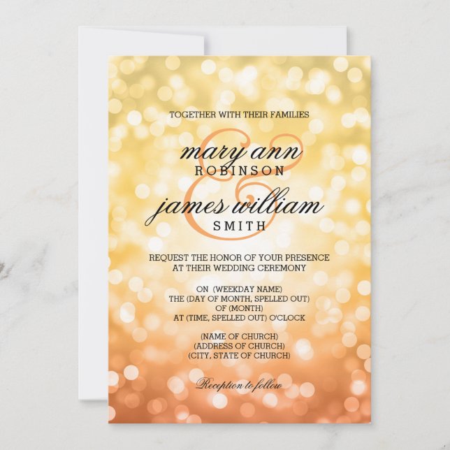 Autumn / Fall Bokeh Lights Elegant Wedding Invitation (Front)