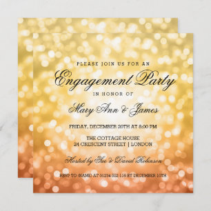 Autumn Fall Bokeh Lights Engagement Party Invitation