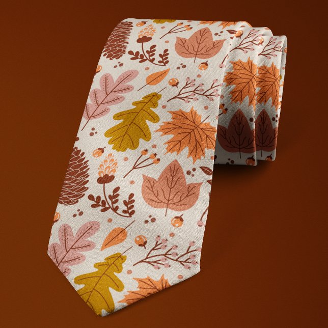 Autumn Fall Botanical Floral Leaves Pattern Tie (Creator Uploaded)