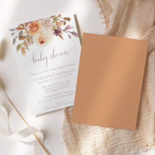 Autumn Fall Botanical Terracotta   Baby Shower Invitation