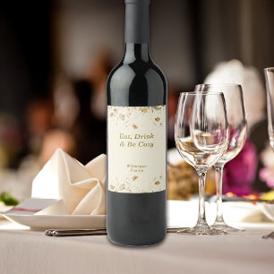 Autumn Fall Botanical Vibes Personalise Wine Label