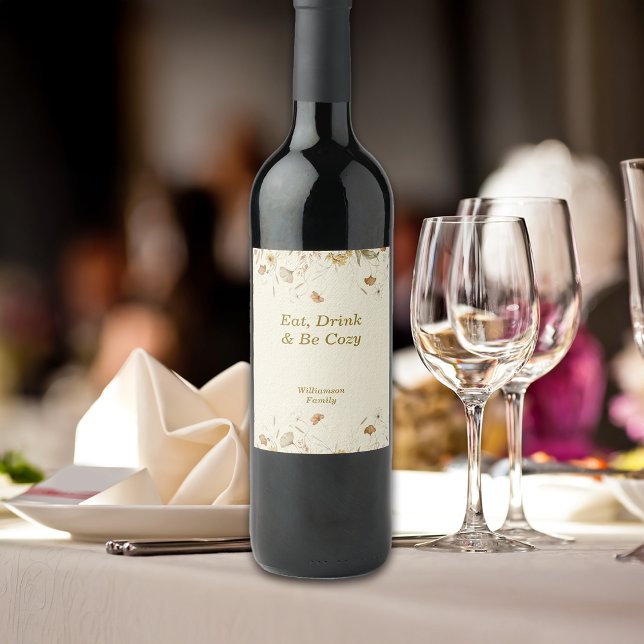 Autumn Fall Botanical Vibes Personalise Wine Label (Creator Uploaded)