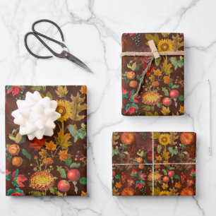 Autumn Fall Botanicals Wrapping Paper Sheet