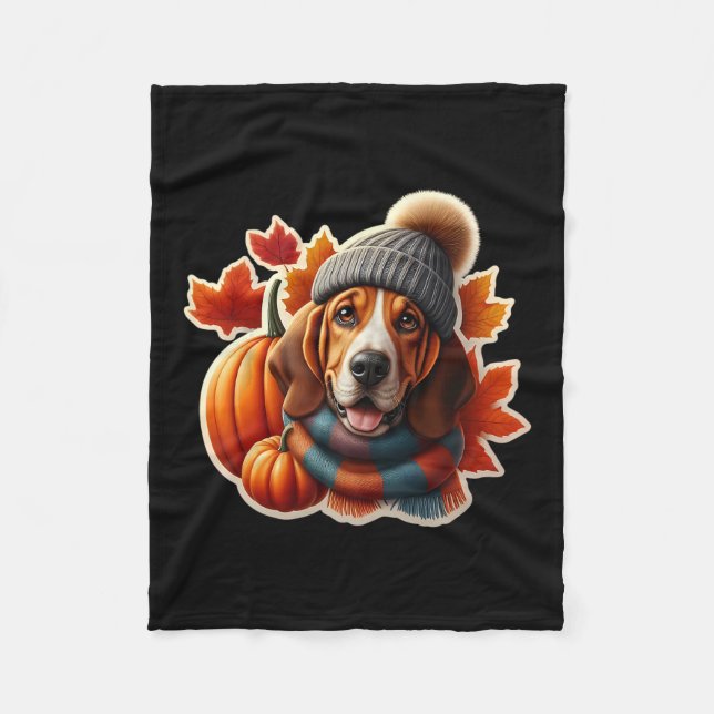 Autumn Fall Bracco Italiano Dog Owner Thanksgiving Fleece Blanket (Front)