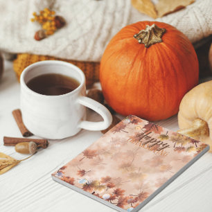Autumn Fall Brown Leaves Happy Thanksgiving Notepad