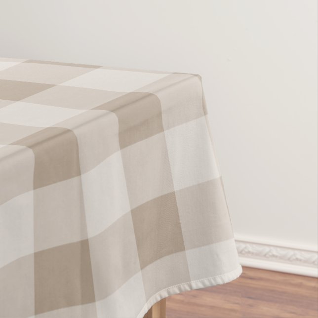 Autumn Fall  Brown Taupe Plaid Pattern Tablecloth (In Situ)