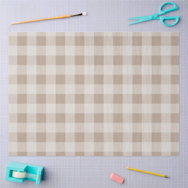 Autumn Fall  Brown Taupe Plaid Pattern Tissue Paper (Craft)