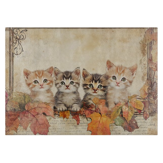 Autumn Fall Cats #1 Cutting Board (Front)