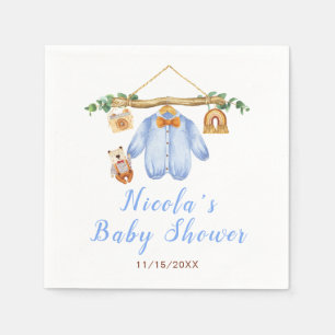 Autumn Fall Clothes Line Boy Baby Shower Napkin