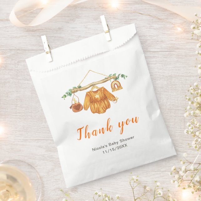 Autumn Fall Clothes Line Girl Baby Shower Favour Bags (Clipped)