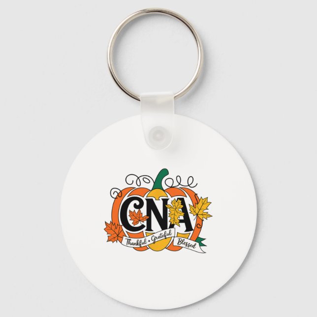 Autumn Fall Cna Thanksgiving Grateful Blessed Pump Key Ring (Front)
