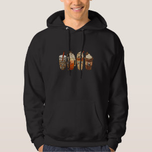 Autumn Fall Coffee Latte Cups Horrors & Ghost Hall Hoodie