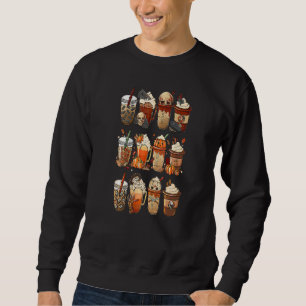 Autumn Fall Coffee Latte Cups Horrors & Ghost Hall Sweatshirt